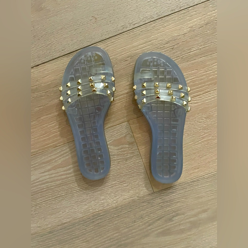 Gold Studded Clear Sandals🩴✨